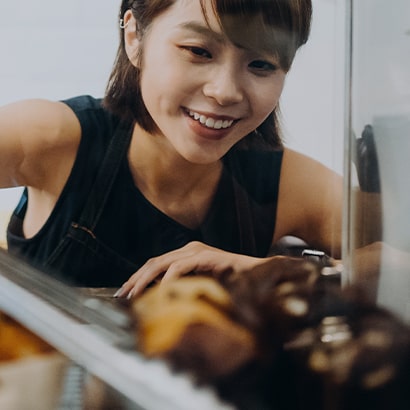 bakery worker serving food